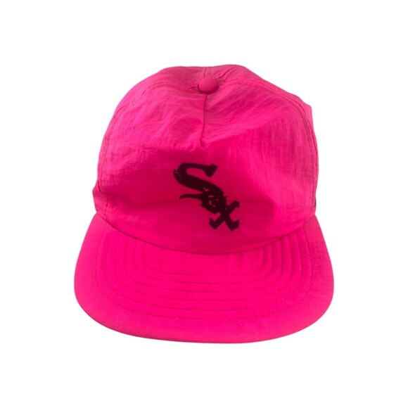 RARE Vintage 80s 90s Chicago White Sox Neon Pink Bill Snapback Cap Hat Black MLB main image 10